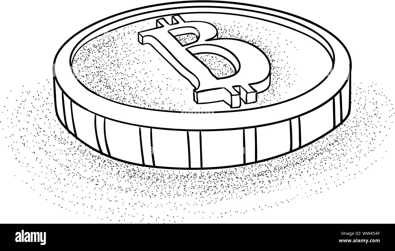 Bitcoin sign icon in sketch style. Vector illustration Stock Vector ...