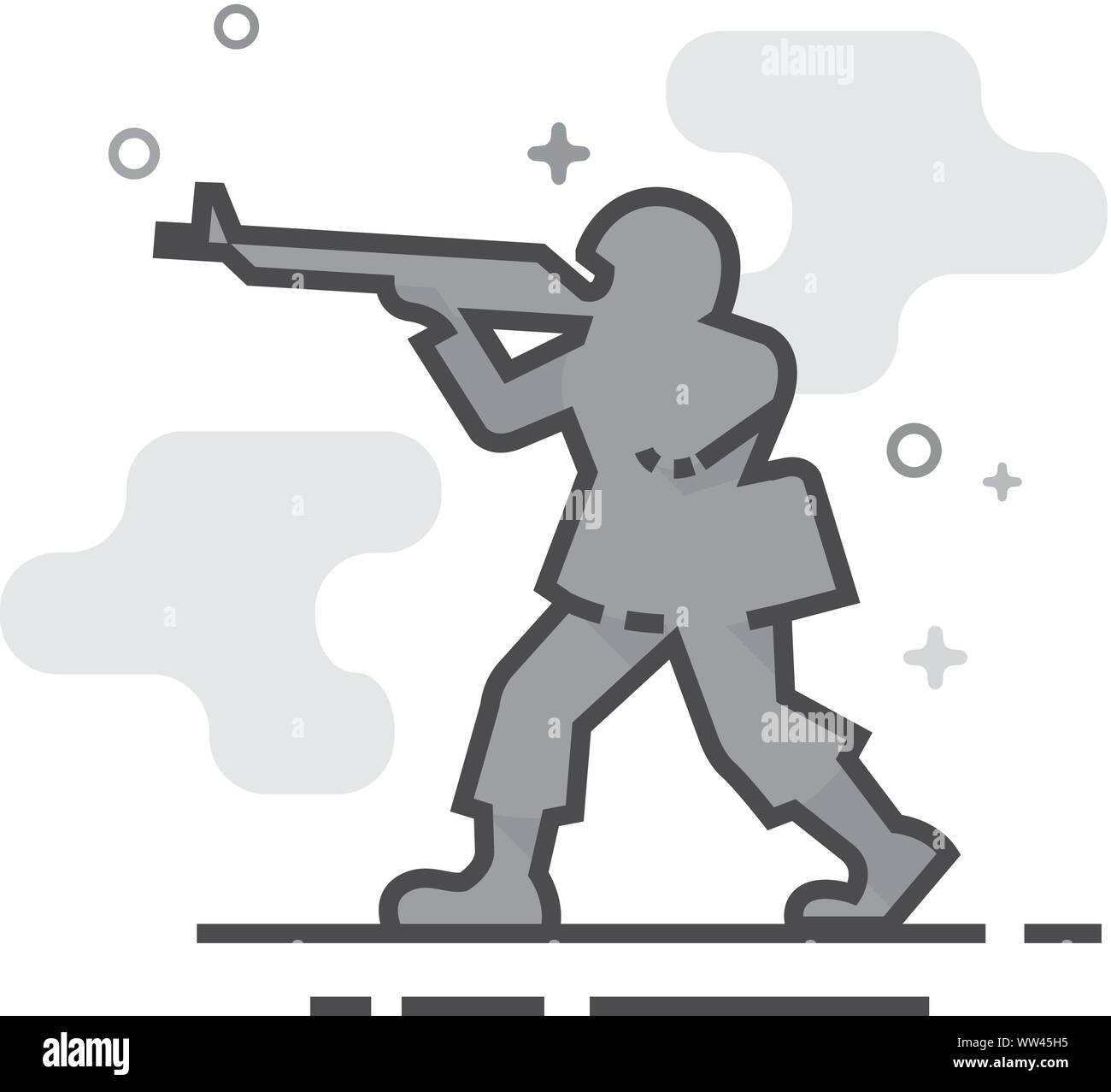 Toy soldier icon in flat outlined grayscale style. Vector illustration ...