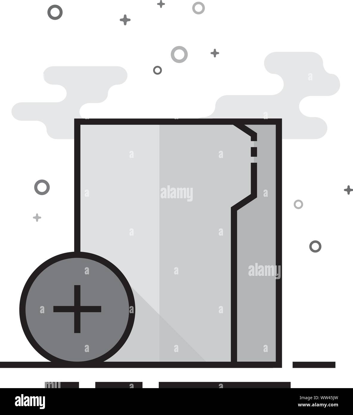 Folder icon in flat outlined grayscale style. Vector illustration Stock ...