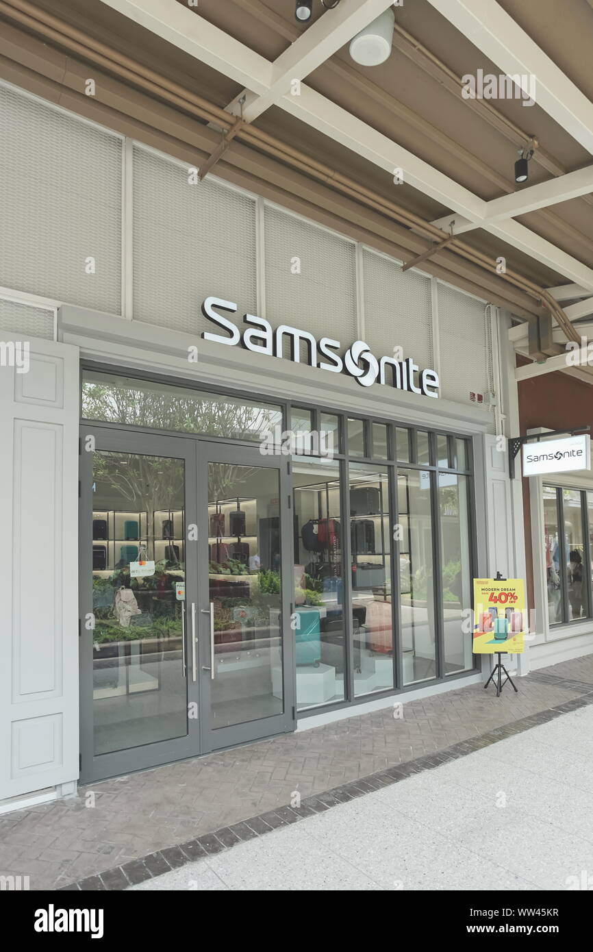 Samut Prakan, Thailand - September 06, 2019: Samsonite store in the new one shopping mall named Central Village. Stock Photo