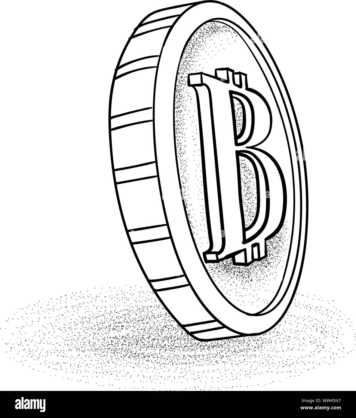 Bitcoin sign icon in sketch style. Vector illustration Stock Vector ...