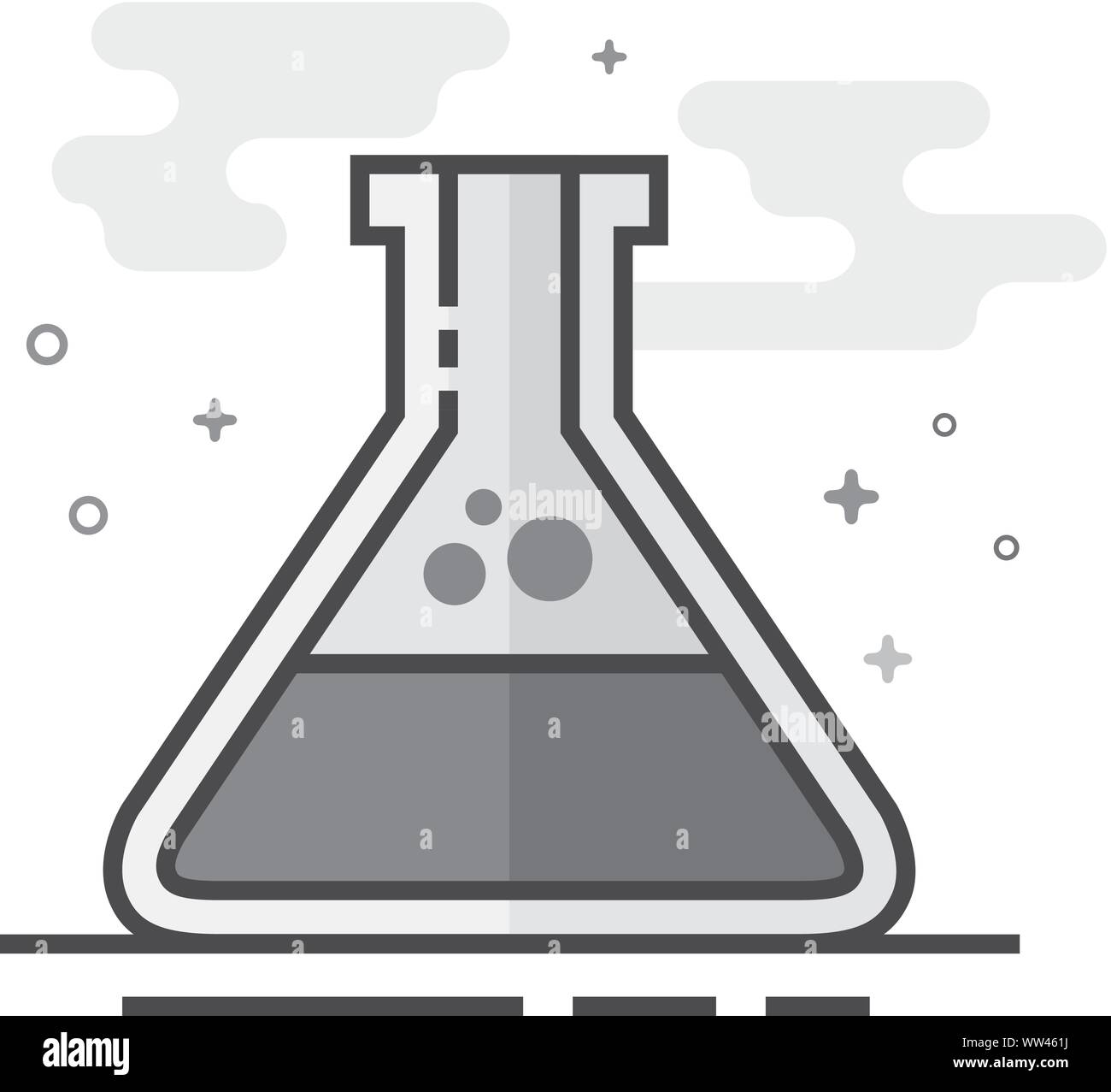 Beaker icon in flat outlined grayscale style. Vector illustration Stock