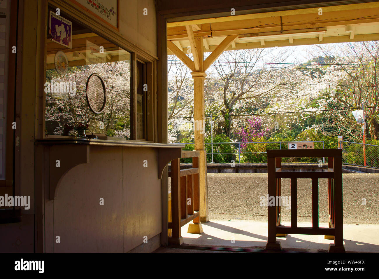 Cherry blossoms, Ouda Station Stock Photo