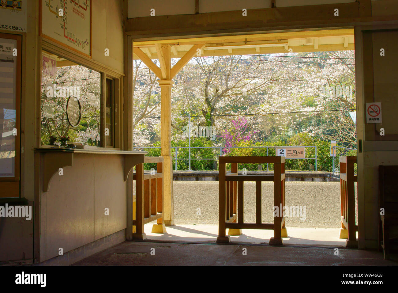 Cherry blossoms, Ouda Station Stock Photo