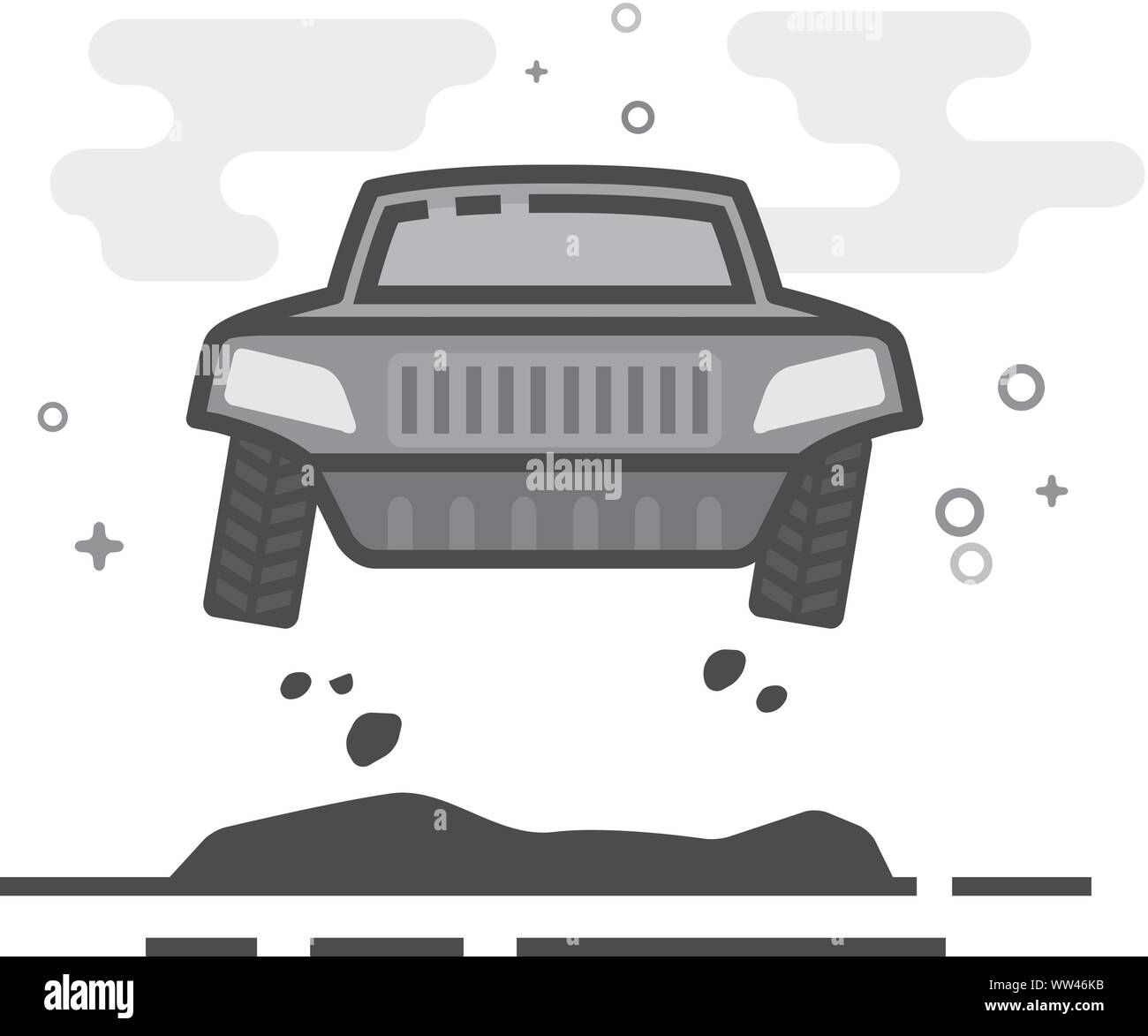Rally car icon in flat outlined grayscale style. Vector illustration ...
