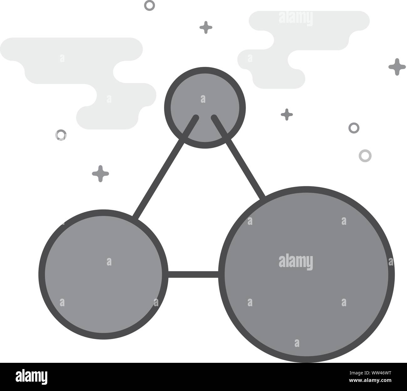 Connected dots icon in flat outlined grayscale style. Vector illustration. Stock Vector