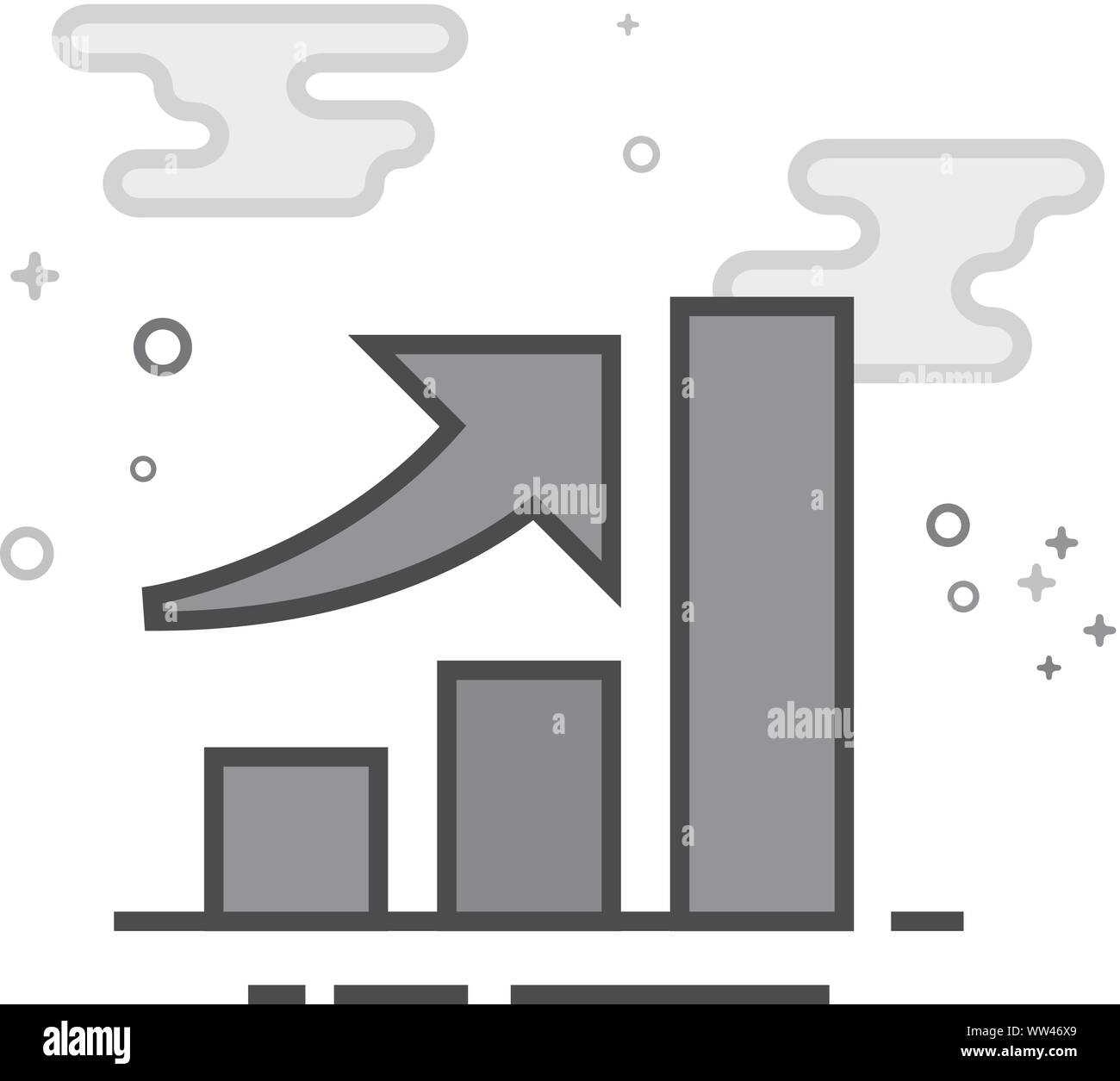 Bar chart icon in flat outlined grayscale style. Vector illustration. Stock Vector
