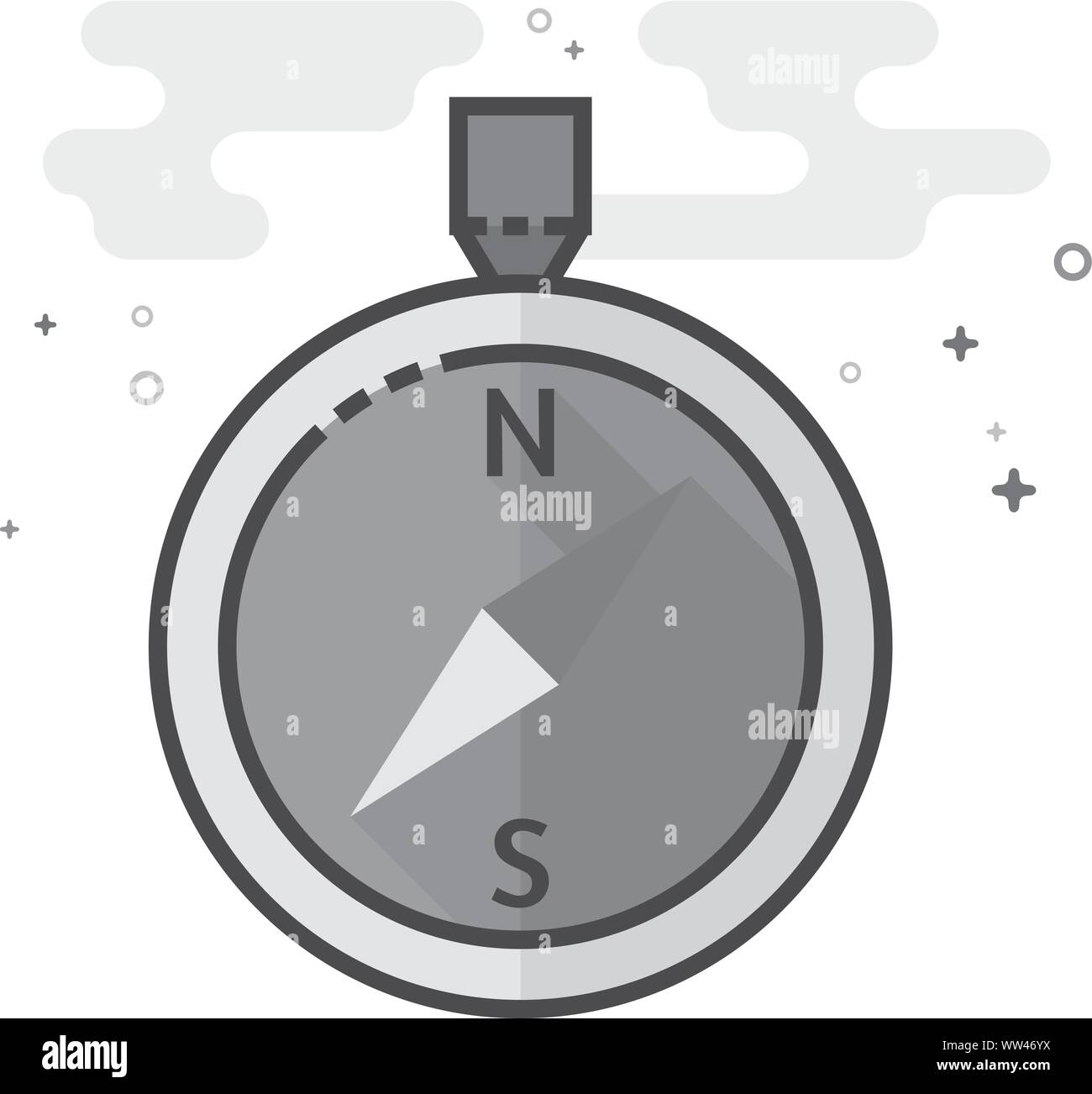 Compass icon in flat outlined grayscale style. Vector illustration ...