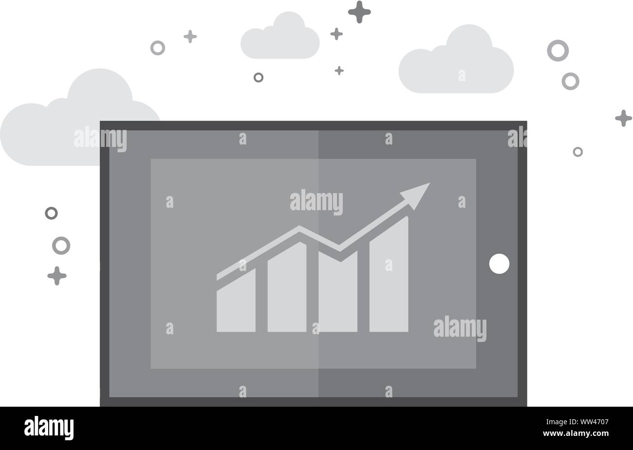 Pie chart icon in flat outlined grayscale style. Vector illustration ...