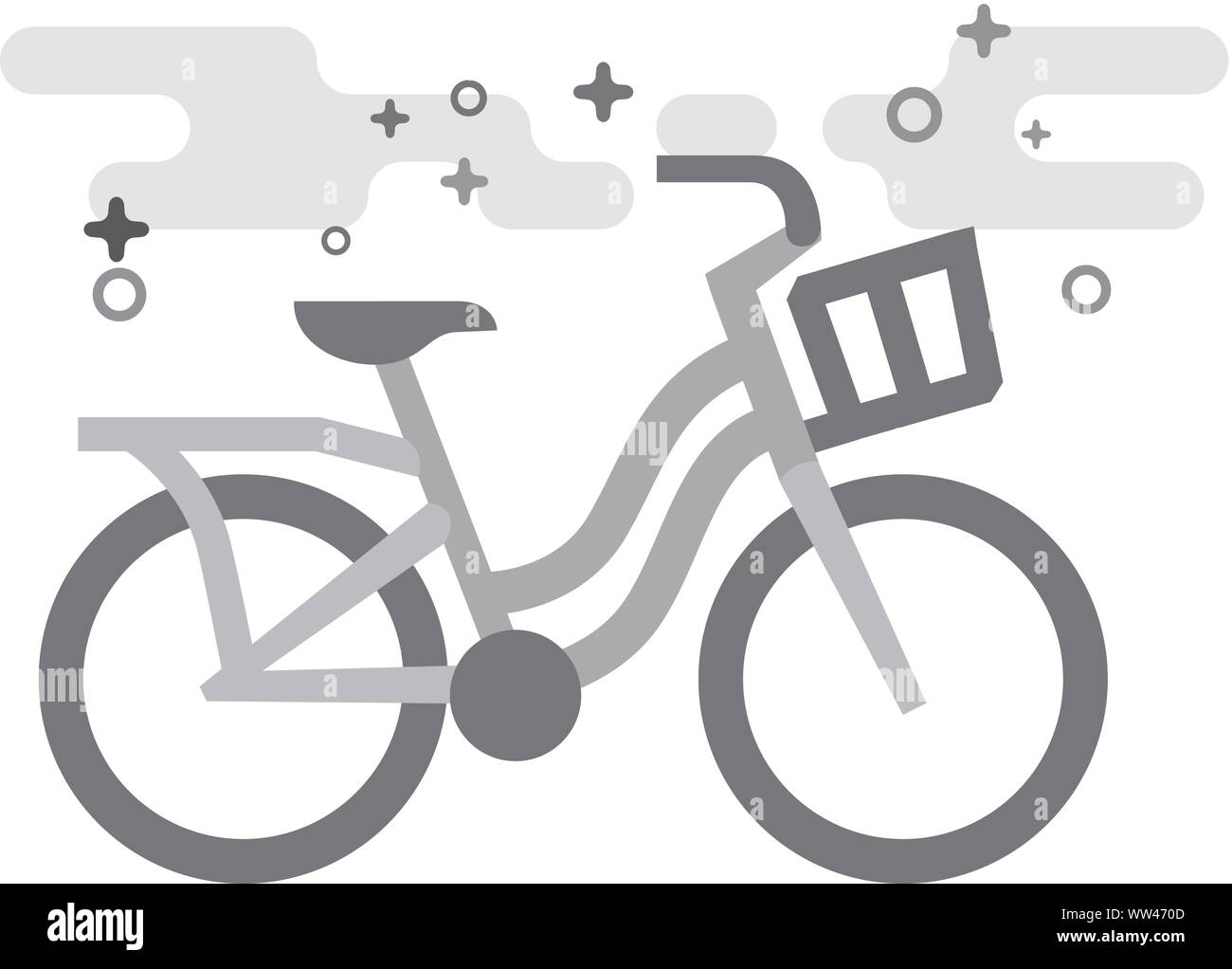 City bike icon in flat outlined grayscale style. Vector illustration. Stock Vector