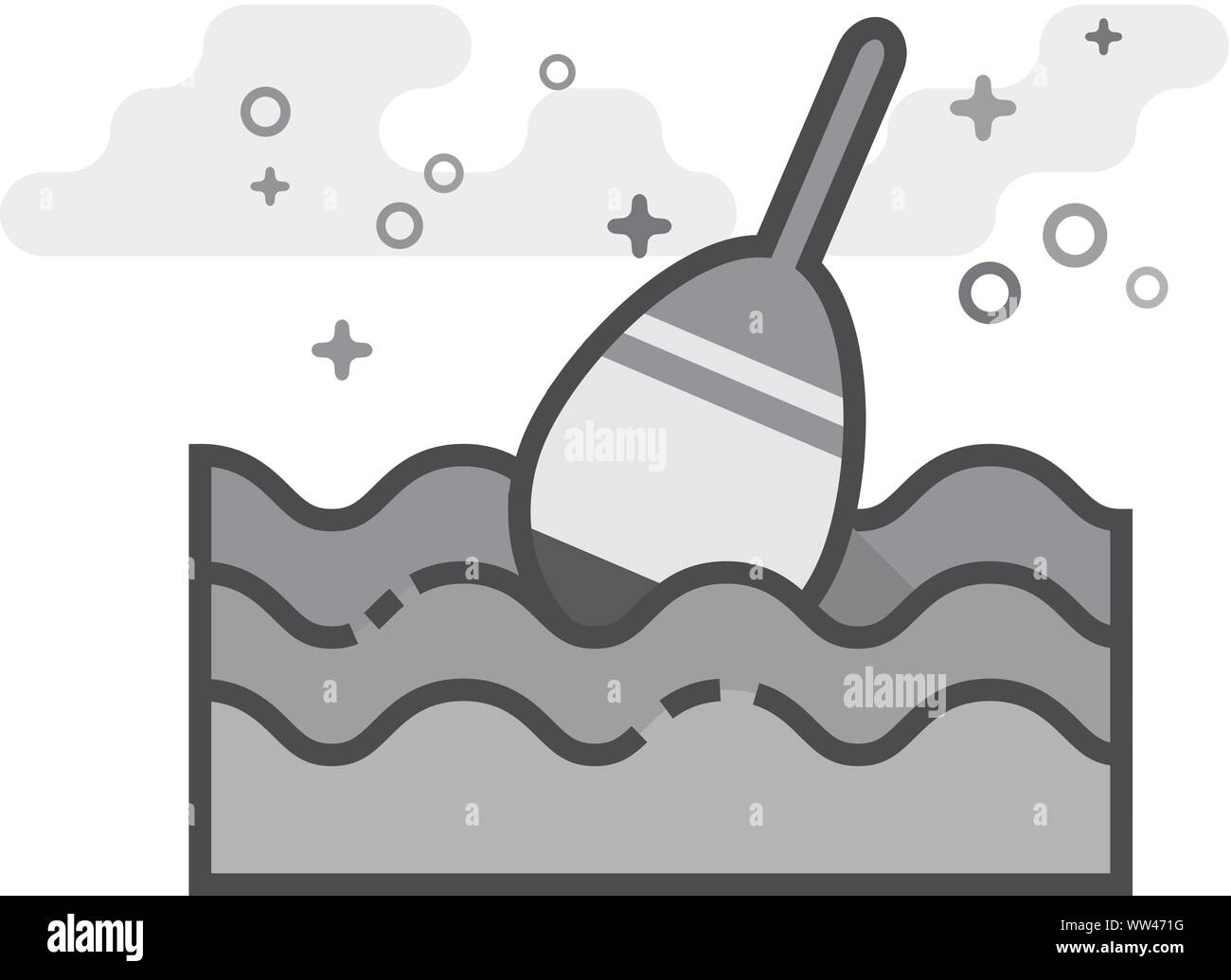 Fishing float icon in flat outlined grayscale style. Vector ...
