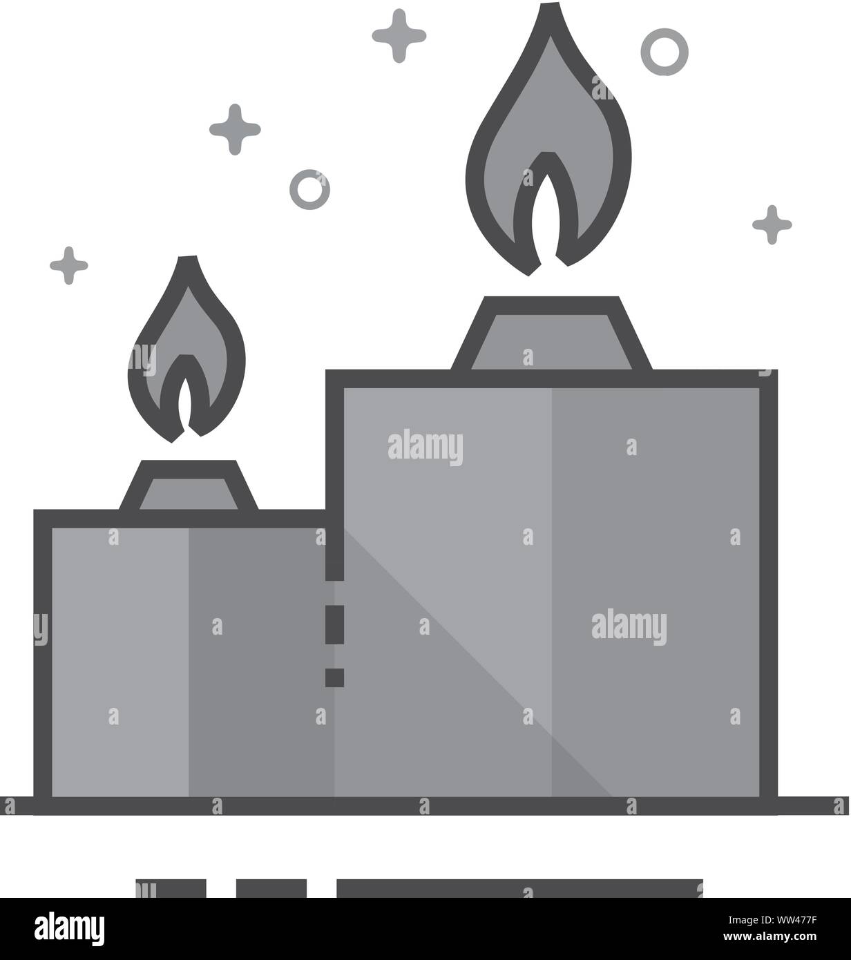 Candles icon in flat outlined grayscale style. Vector illustration. Stock Vector