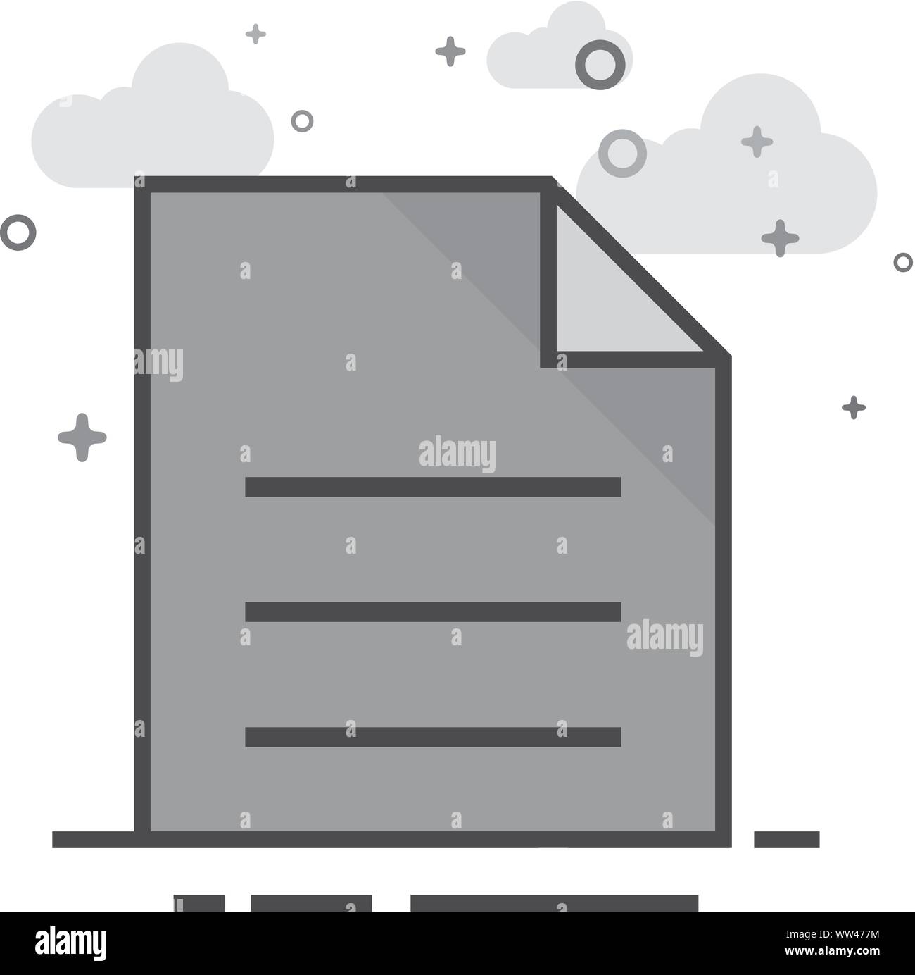 Text file format icon in flat outlined grayscale style. Vector ...