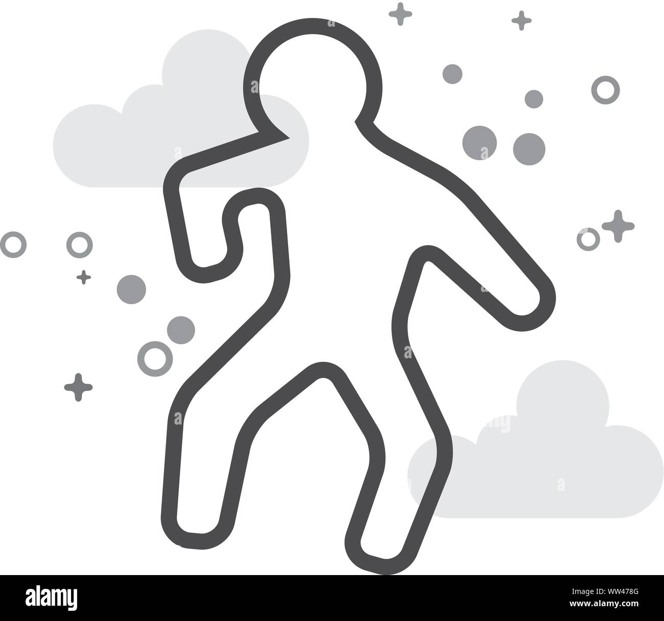 Crime victim icon in flat outlined grayscale style. Vector illustration. Stock Vector