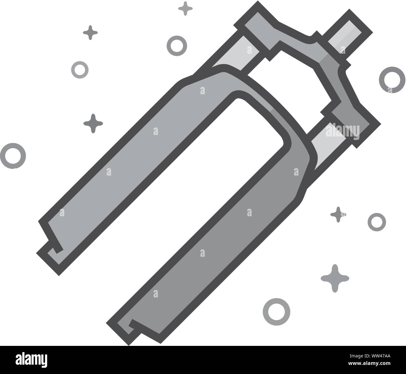 Bicycle suspension fork icon in flat outlined grayscale style. Vector illustration. Stock Vector