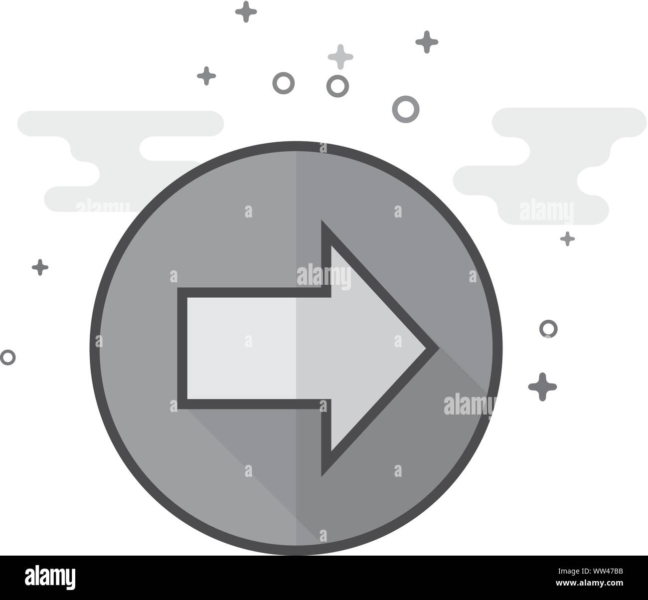 Arrow icon in flat outlined grayscale style. Vector illustration Stock ...
