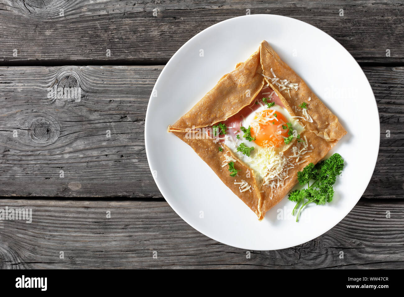 Breton crepe, Savory Buckwheat Galettes Bretonnes with fried egg