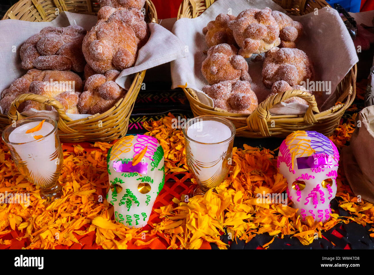 Sugar Skull Decorations for Day of the Dead Holiday Stock Photo