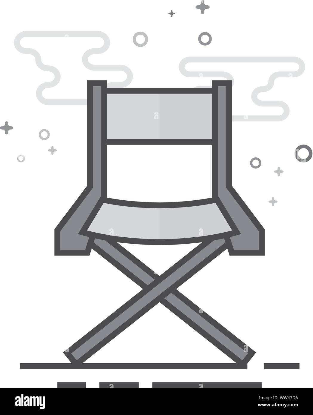 Movie director chair icon in flat outlined grayscale style. Vector
