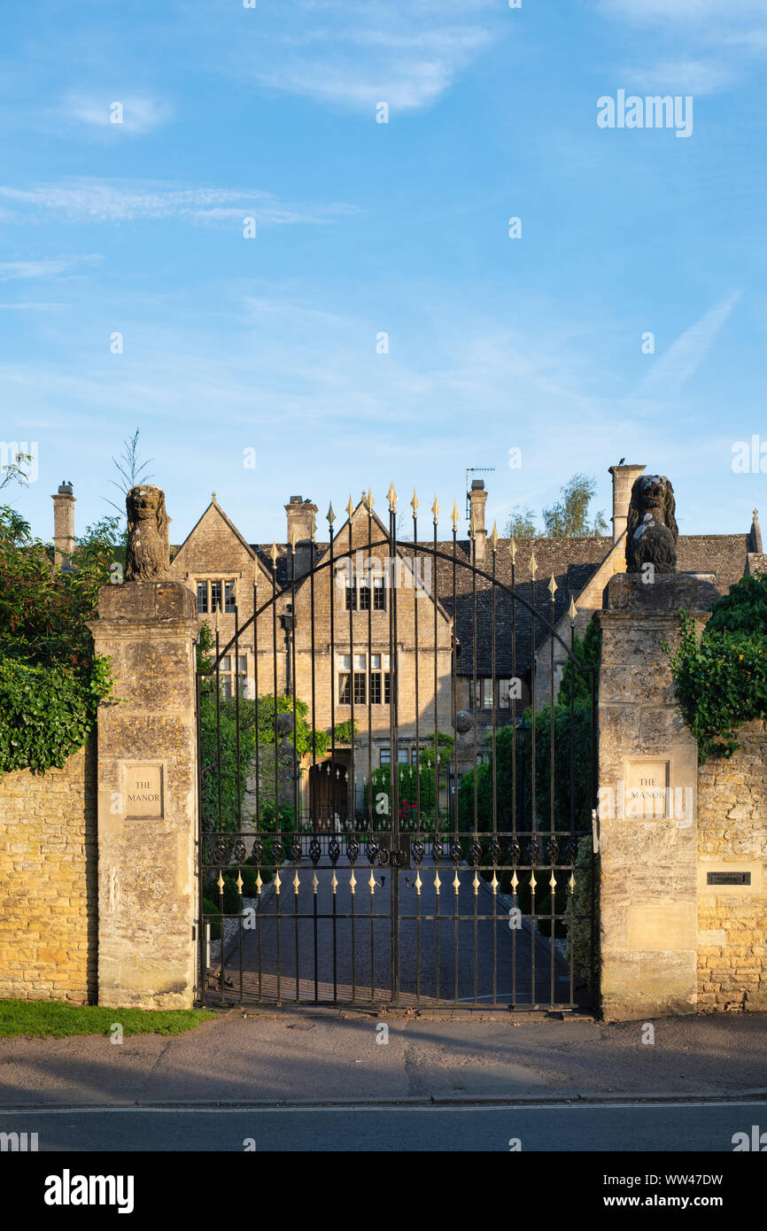 Sunrise light on The Manor, Bourton on the Water, Cotswolds
