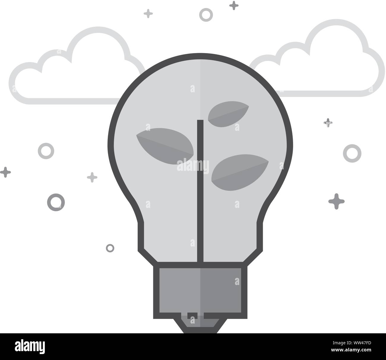 Light bulb icon in flat outlined grayscale style. Vector illustration ...