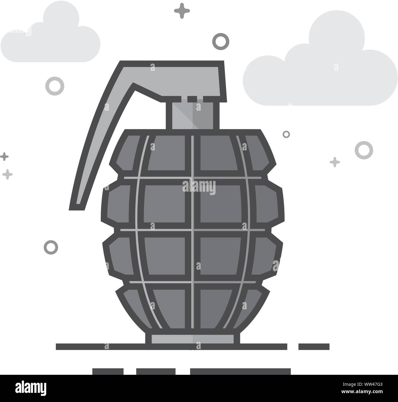Grenade icon in flat outlined grayscale style. Vector illustration. Stock Vector