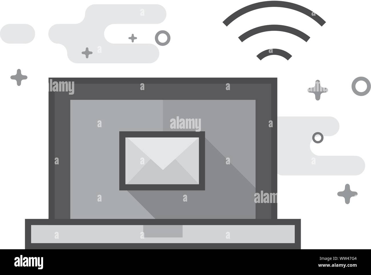 Laptops icon in flat outlined grayscale style. Vector illustration. Stock Vector