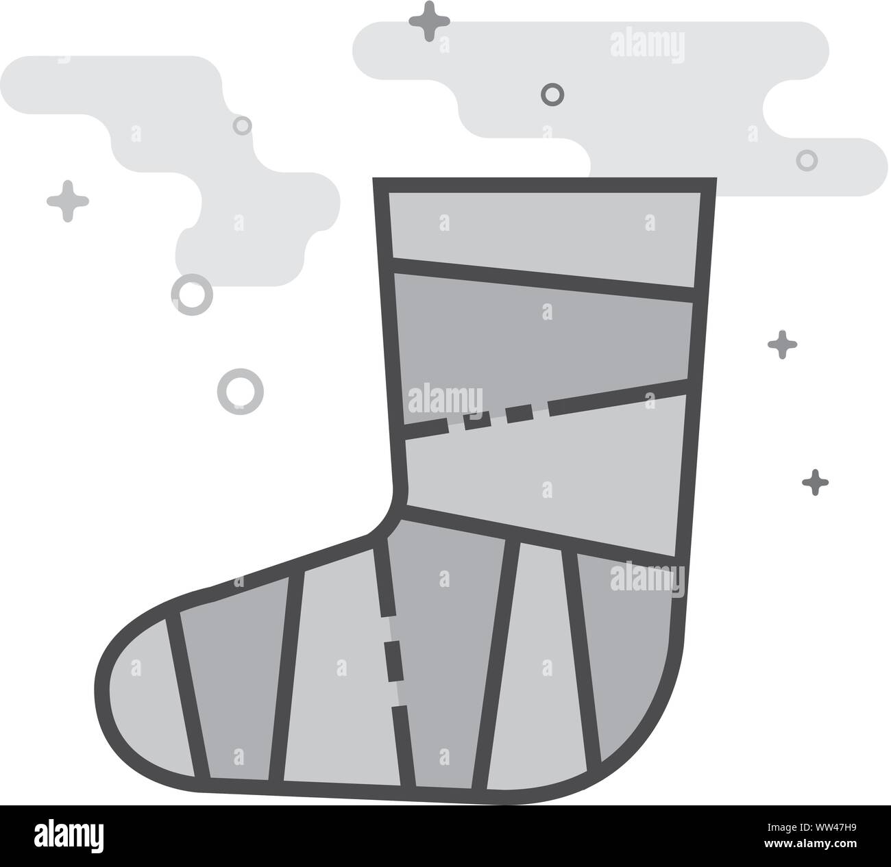 Injured foot icon in flat outlined grayscale style. Vector illustration. Stock Vector