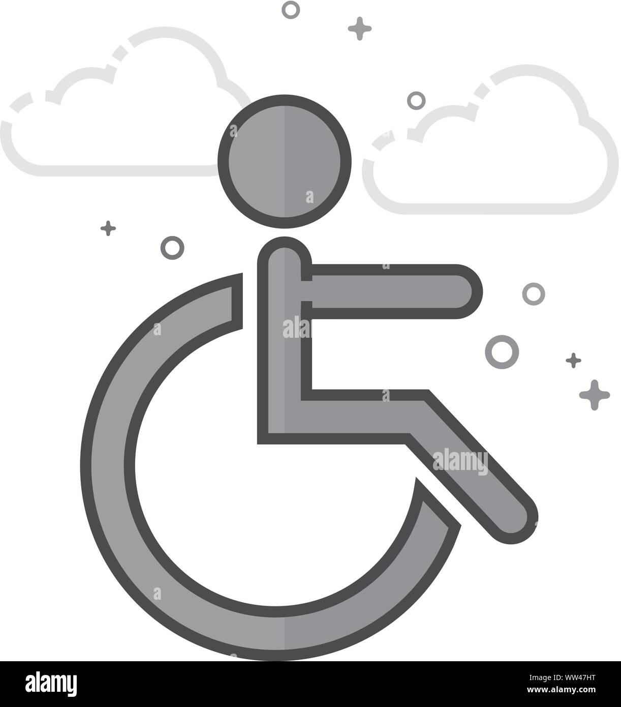 Disabled access icon in flat outlined grayscale style. Vector ...