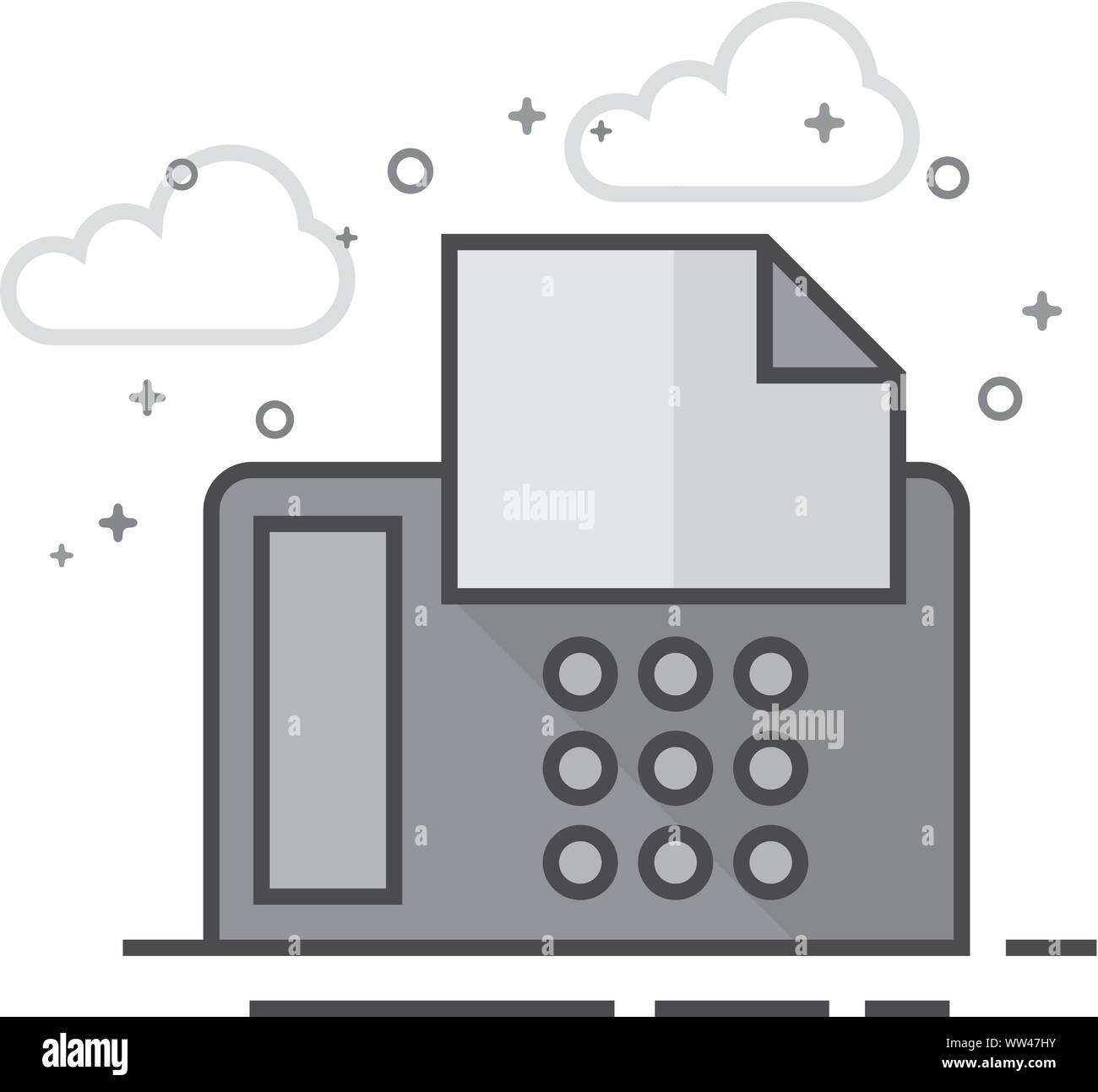 Facsimile icon in flat outlined grayscale style. Vector illustration ...