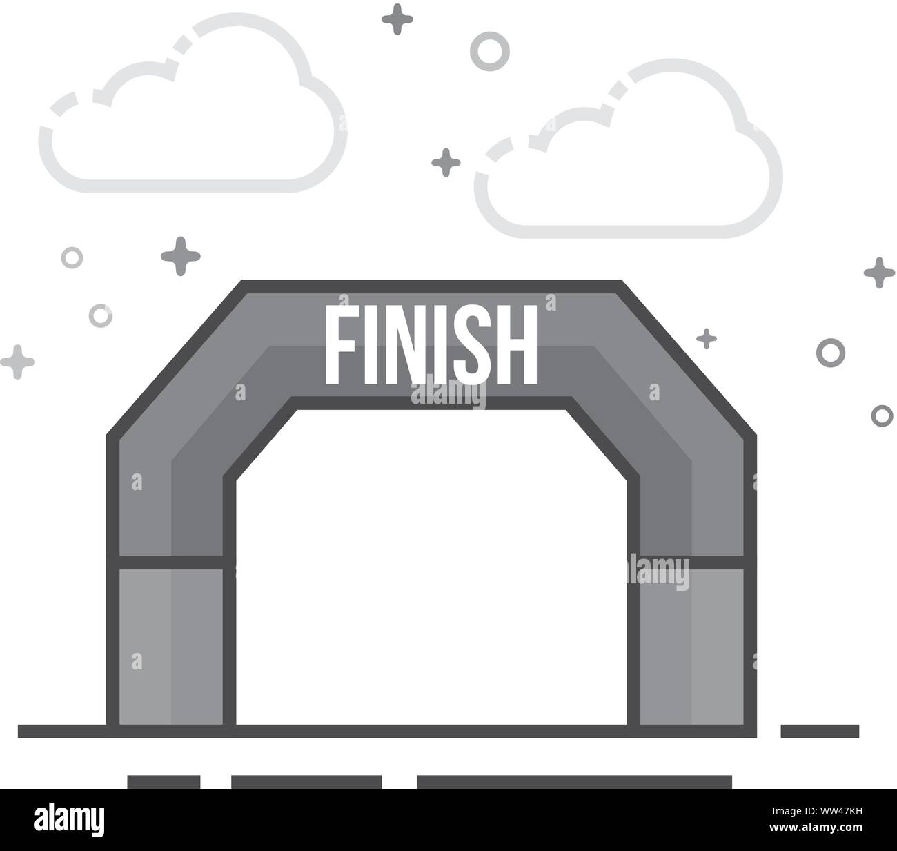 Finish line icon in flat outlined grayscale style. Vector illustration ...