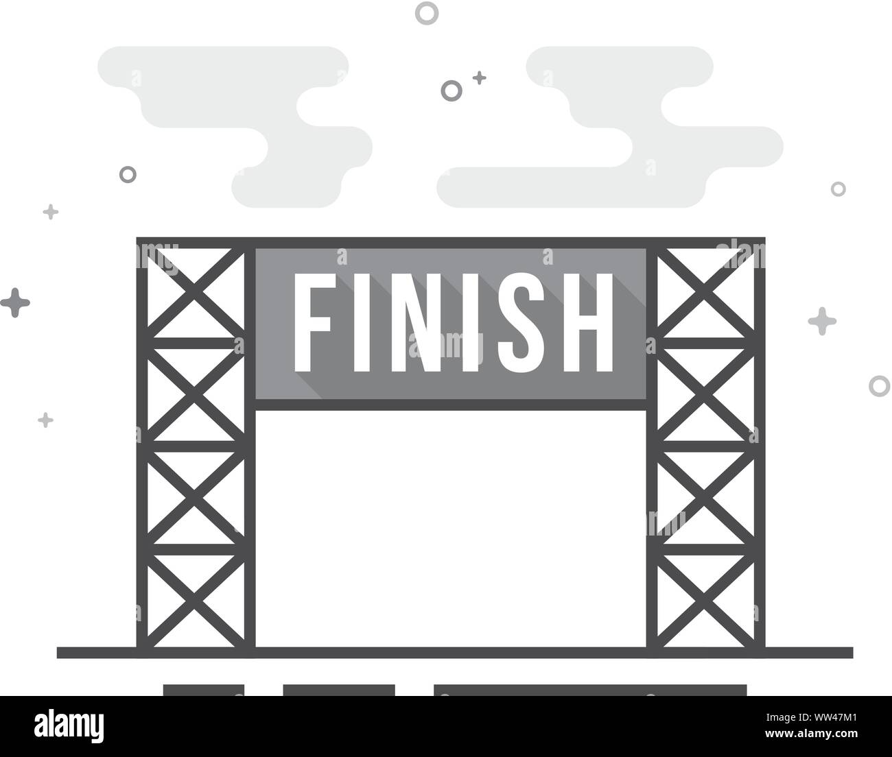 Finish line icon in flat outlined grayscale style. Vector illustration ...