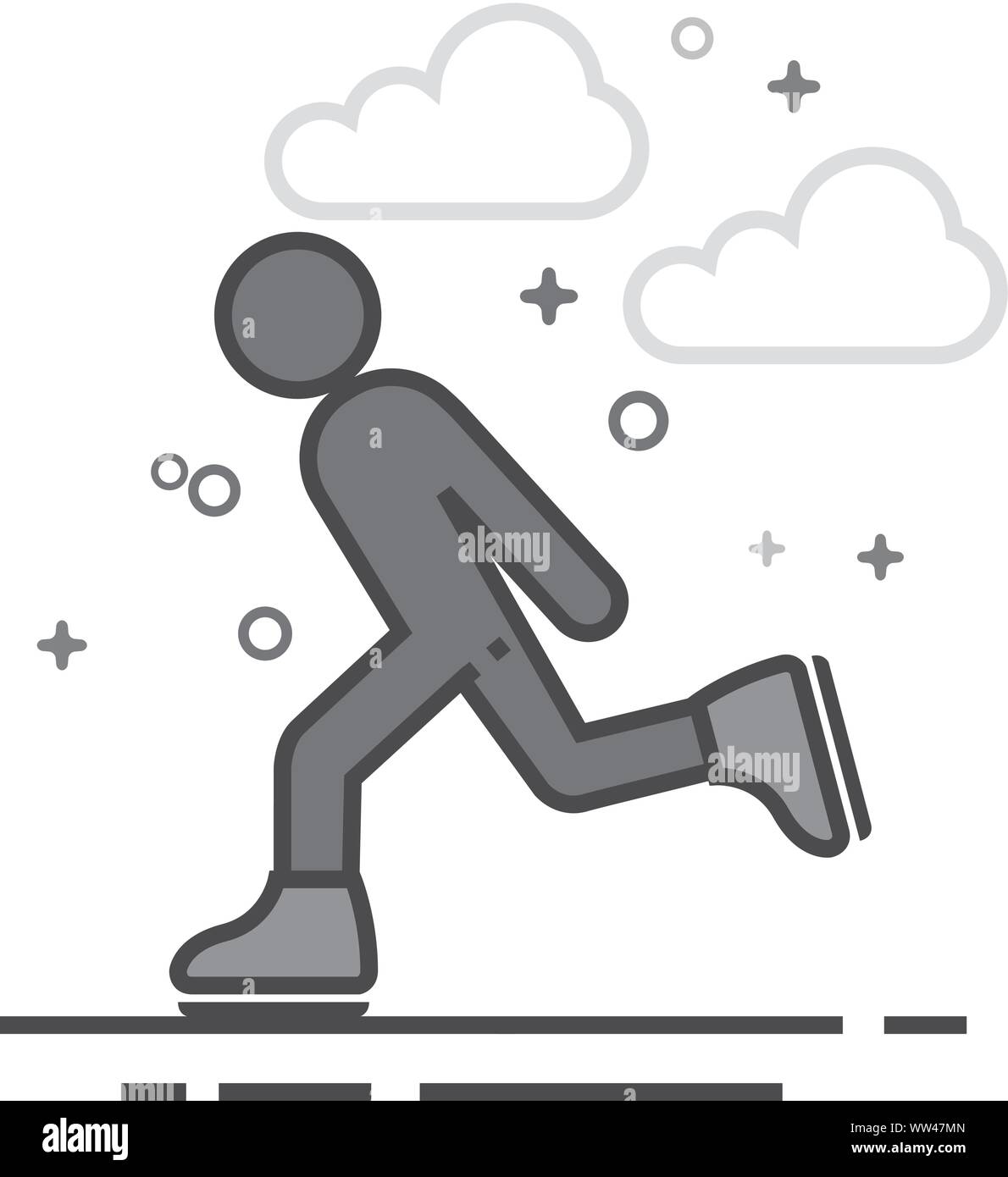 Ice skating icon in flat outlined grayscale style. Vector illustration ...