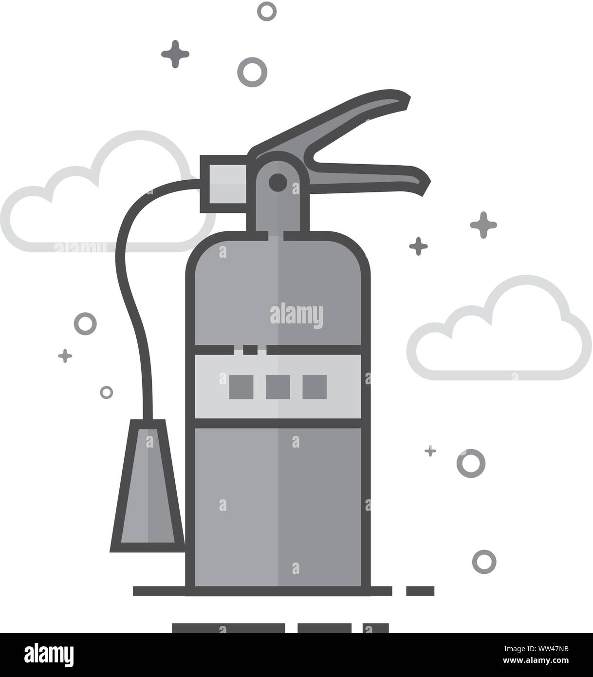 Fire extinguisher icon in flat outlined grayscale style. Vector ...