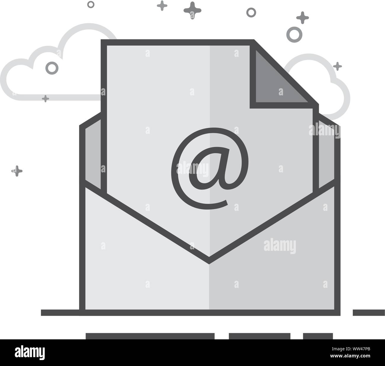 Email icon in flat outlined grayscale style. Vector illustration Stock ...