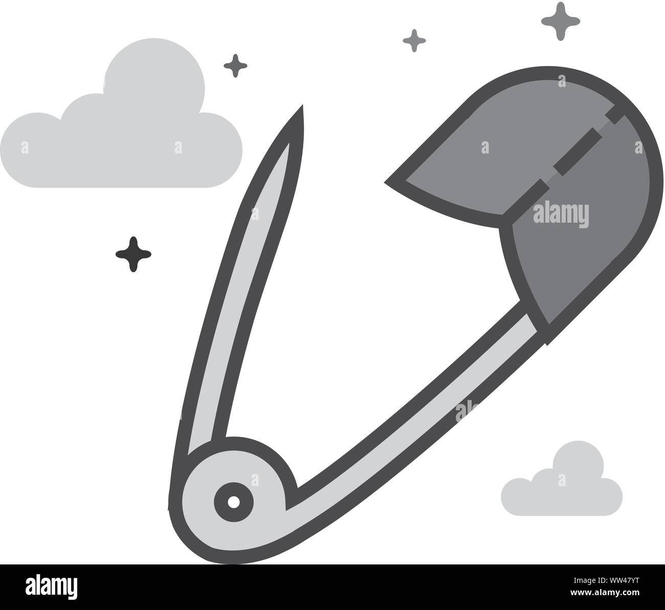 Pin icon in flat outlined grayscale style. Vector illustration Stock ...