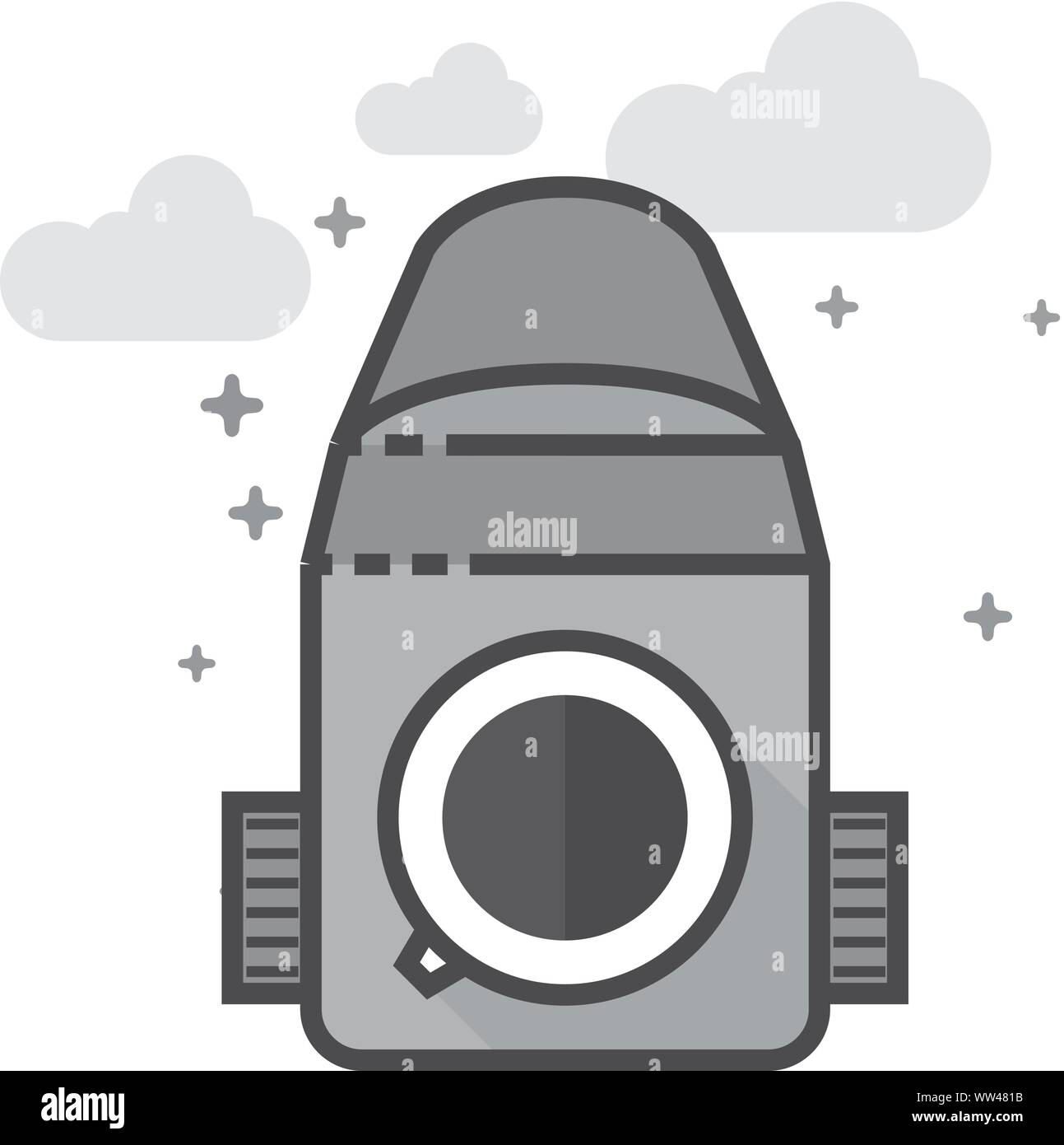 Camera icon in flat outlined grayscale style. Vector illustration. Stock Vector