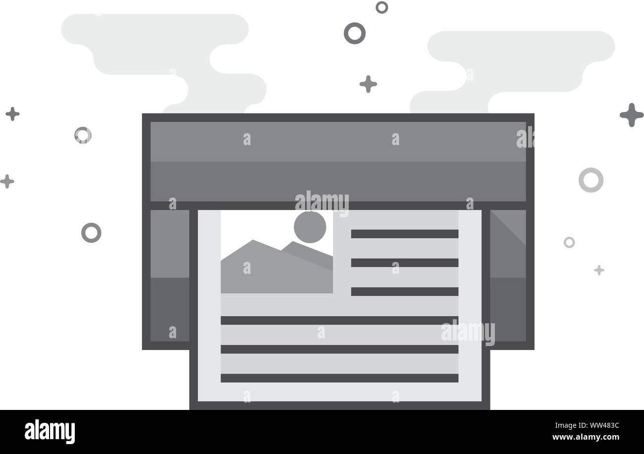 Offset printing icon in flat outlined grayscale style. Vector illustration. Stock Vector