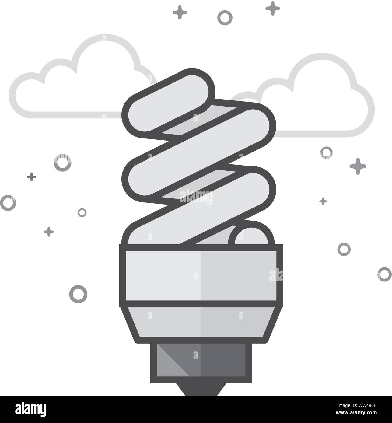 Light bulb icon in flat outlined grayscale style. Vector illustration ...