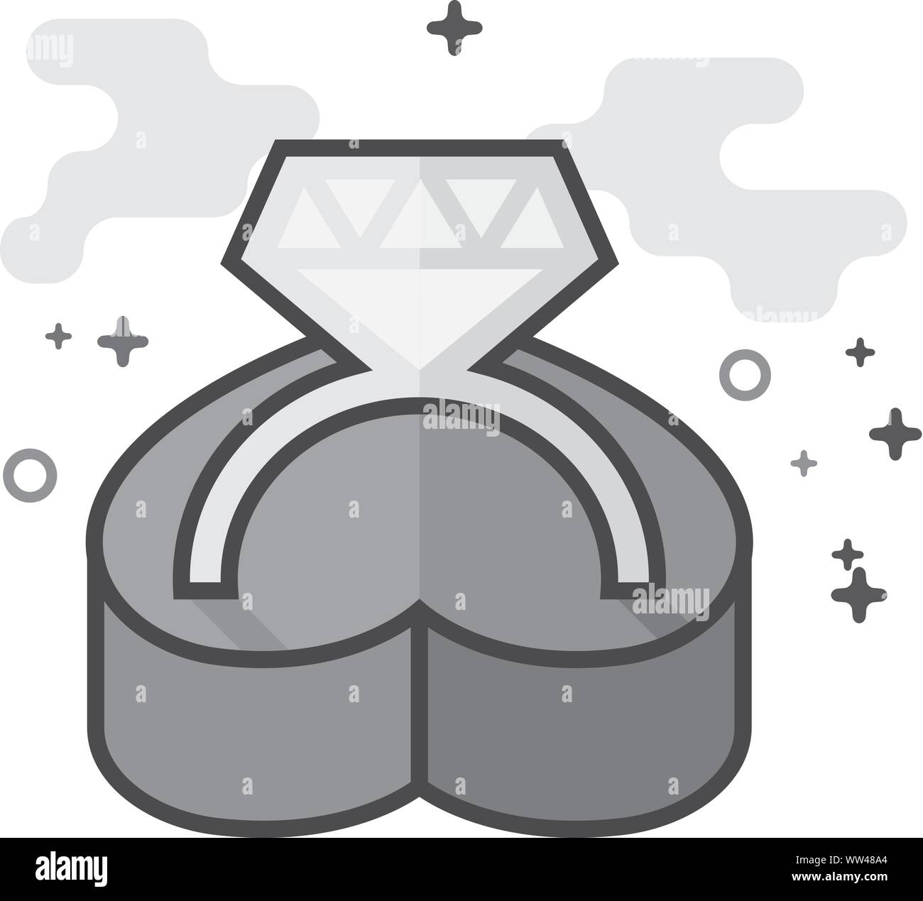 Wedding ring icon in flat outlined grayscale style. Vector illustration. Stock Vector
