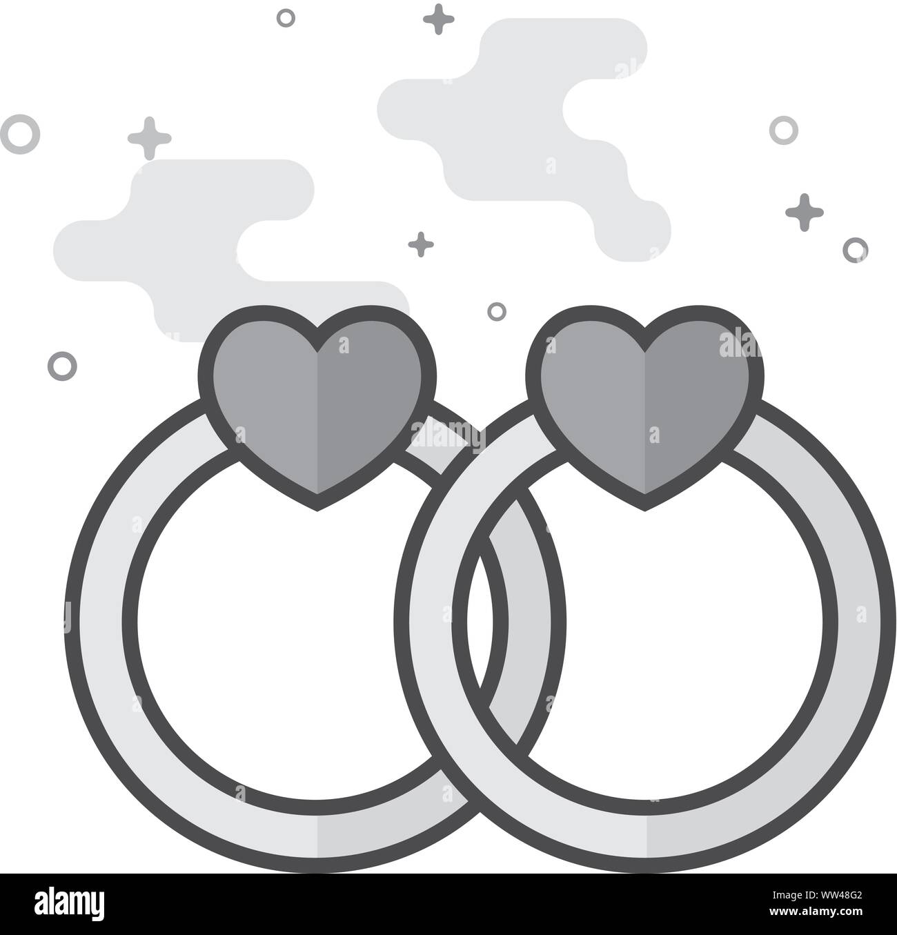 Wedding ring icon in flat outlined grayscale style. Vector illustration. Stock Vector