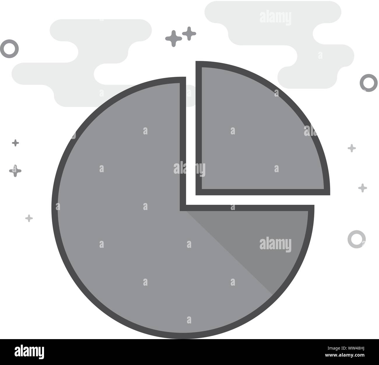 Pie chart icon in flat outlined grayscale style. Vector illustration ...