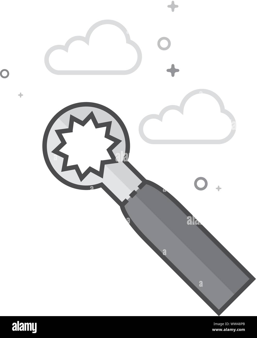 Bicycle tools icon in flat outlined grayscale style. Vector ...