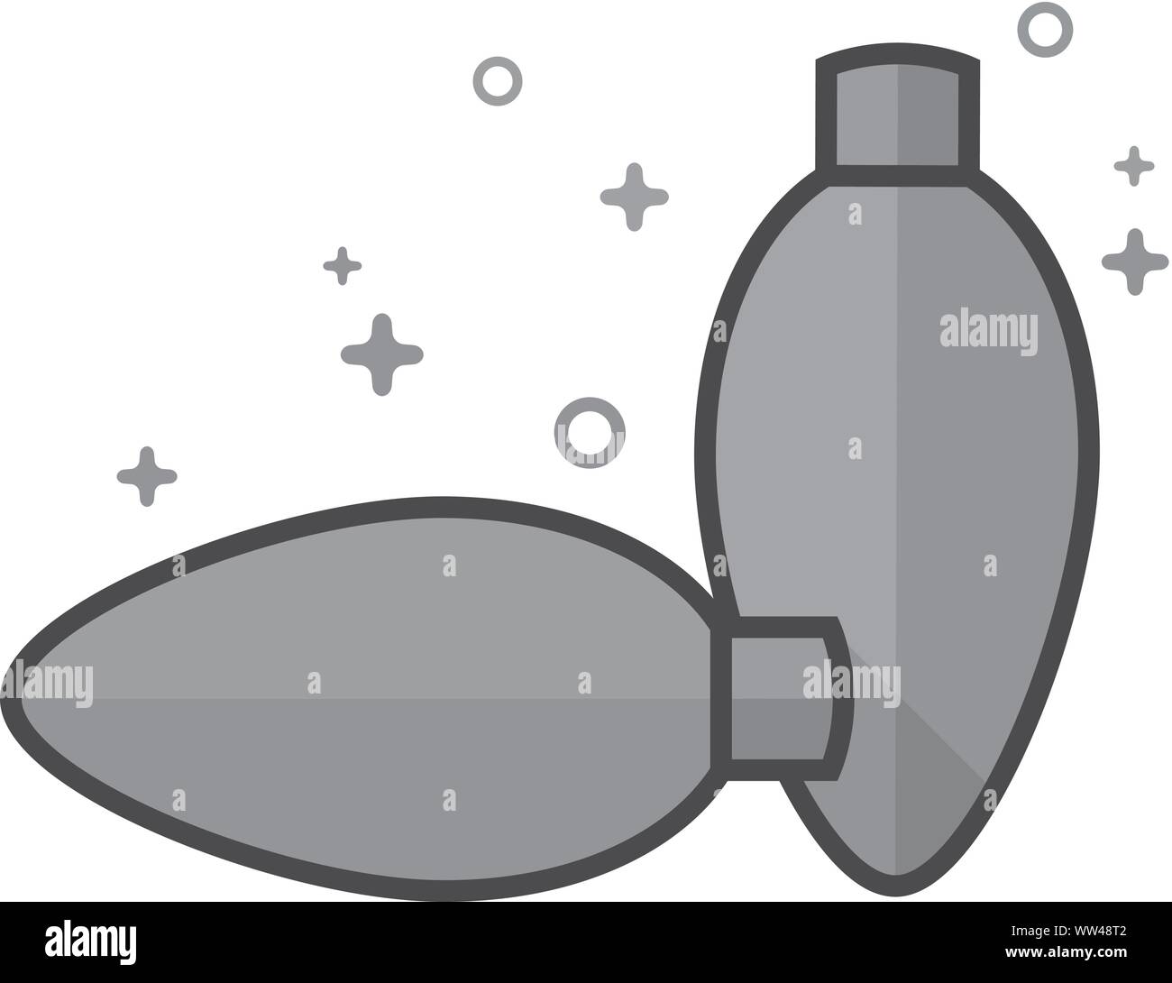 Light bulb icon in flat outlined grayscale style. Vector illustration ...