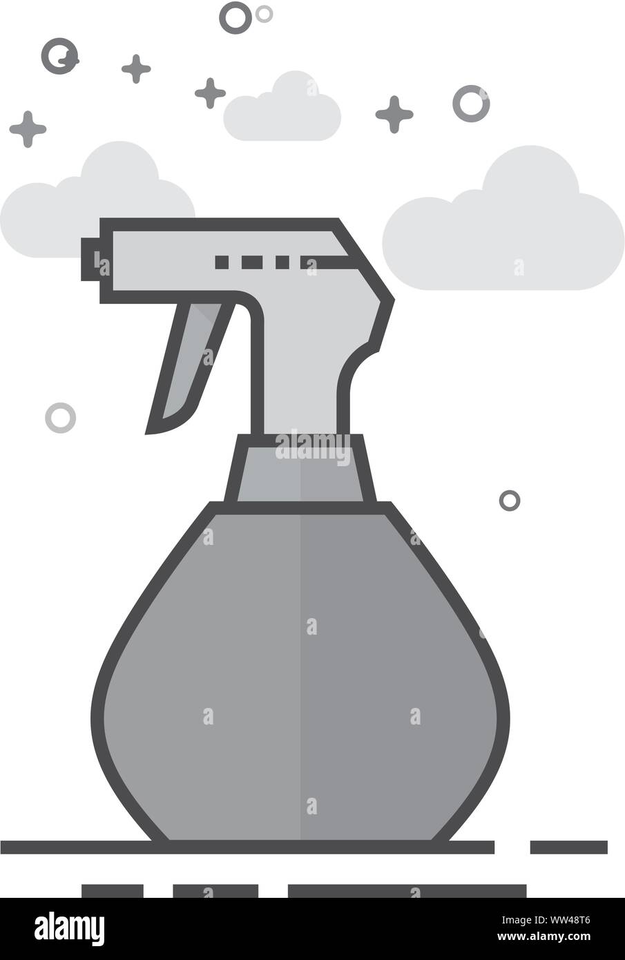 Sprayer bottle icon in flat outlined grayscale style. Vector ...