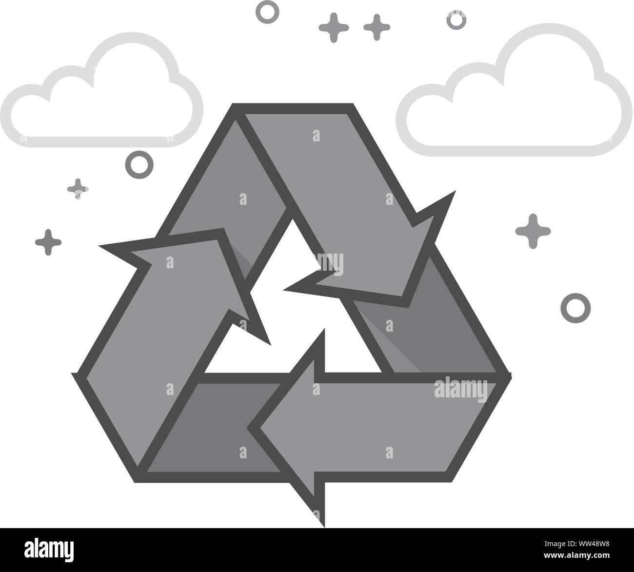 Recycle symbol icon in flat outlined grayscale style. Vector illustration Stock Vector Image ...