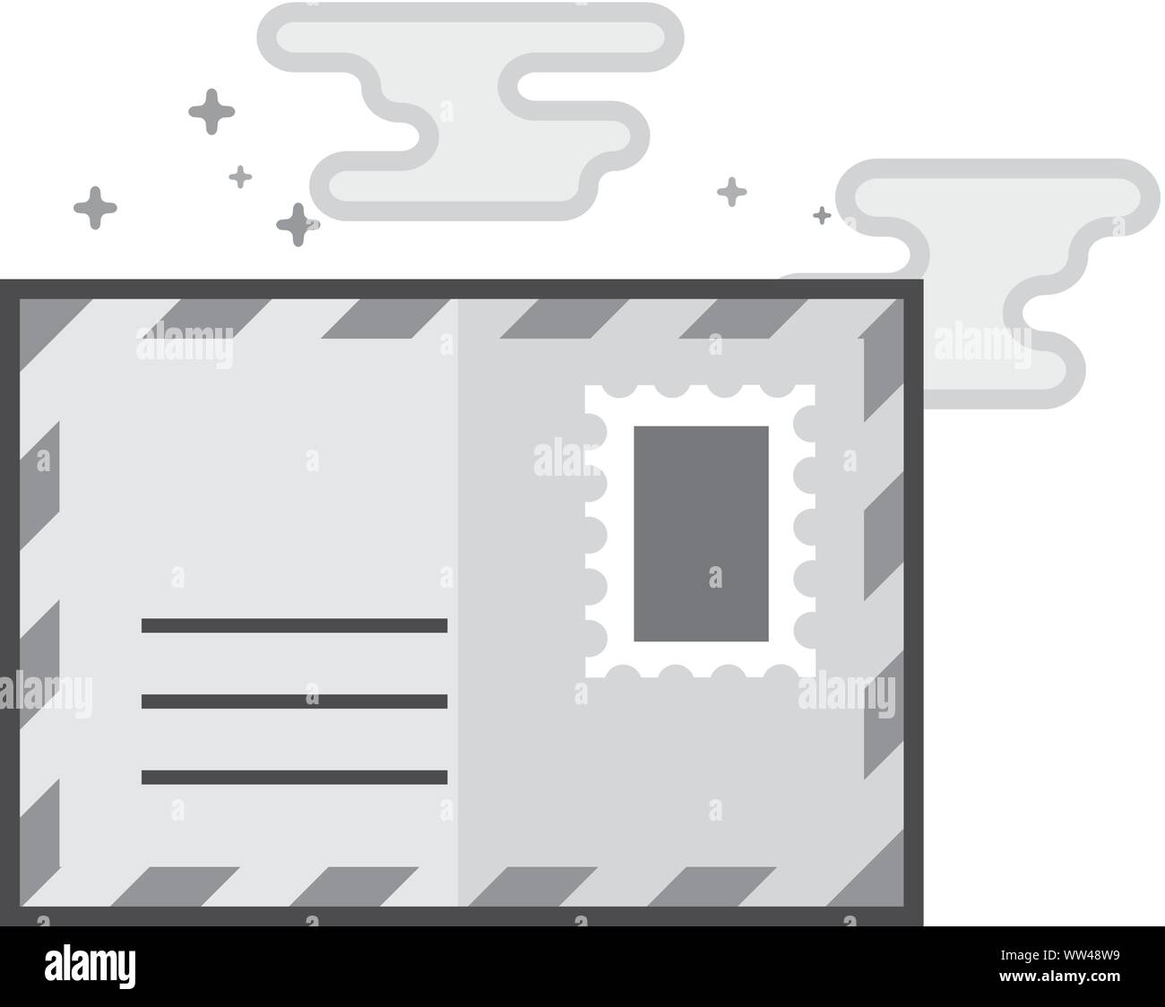 Email icon in flat outlined grayscale style. Vector illustration Stock ...