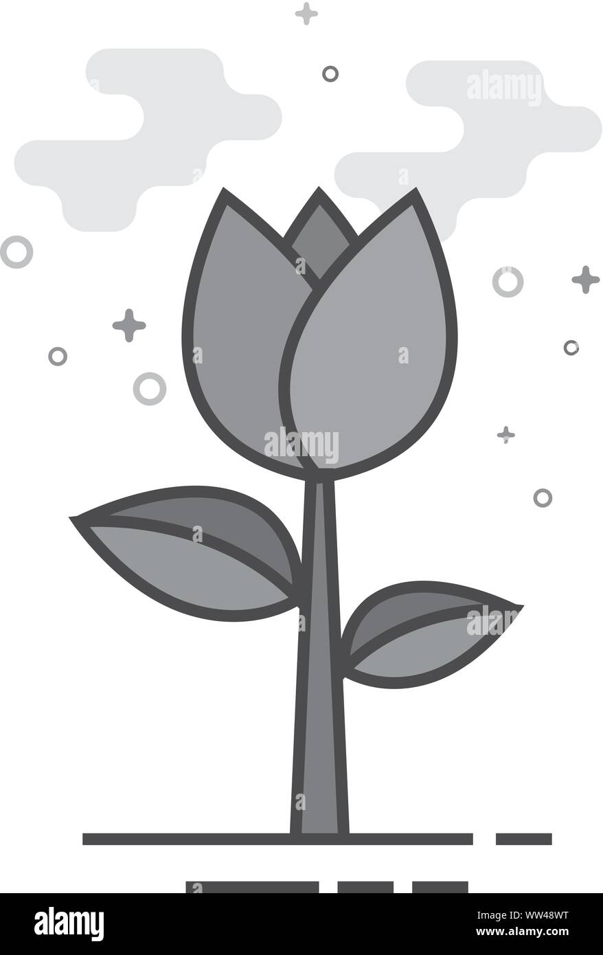 Rose icon in flat outlined grayscale style. Vector illustration Stock ...