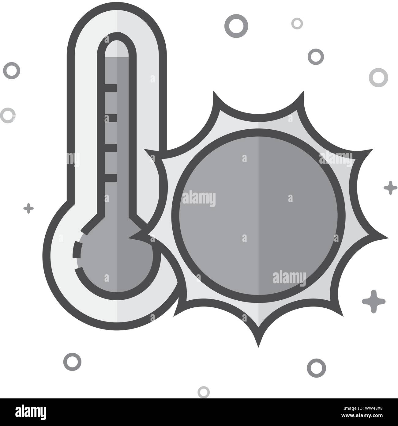 Thermometer icon in flat outlined grayscale style. Vector illustration. Stock Vector