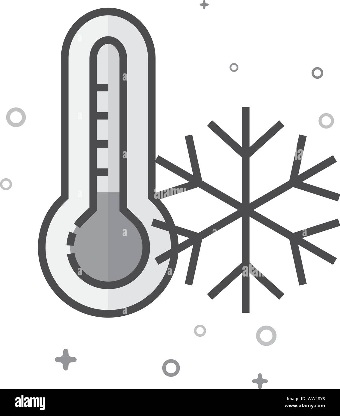 Thermometer icon in flat outlined grayscale style. Vector illustration. Stock Vector